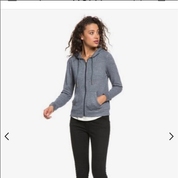 Roxy Heathered Dark Grey Space Dye Zipup SM - Picture 3 of 9